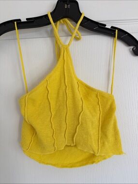 Urban outfitters Yellow Ribbed Halter Crop Top